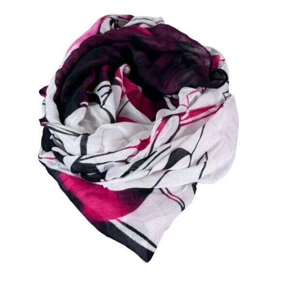 Orange Fashion Village Lightweight Rayon Scarf Black Pink White - Picture 1 of 7